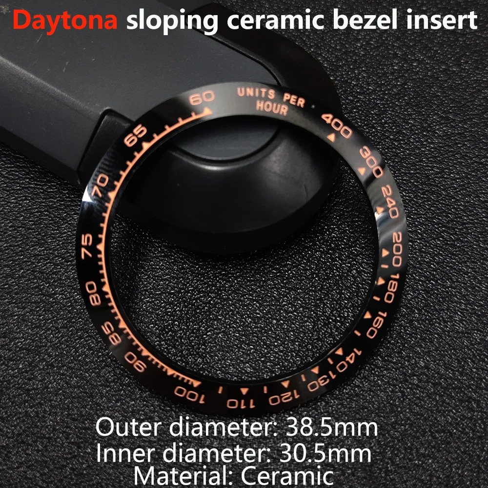 38.5MM Sloping Ceramic Bezel Insert Daytona Bezel No Luminous Watch Repair Parts Watch Accessories