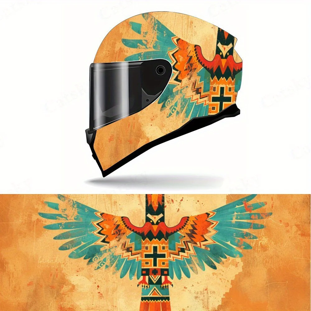 

Artistic symbolic faith - themed eagle with cross Full helmet Wrap Sticker Motorcycle helmet Racing graphic Decal Vinyl wrap hel