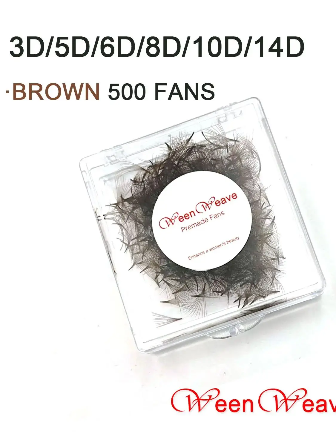 WeenWeave Brown 3D To 14D Loose Fans Pointy Base Volume Lashes Medium Stem Sharp Thin Promade Volume 500 Fans Eyelash Extension