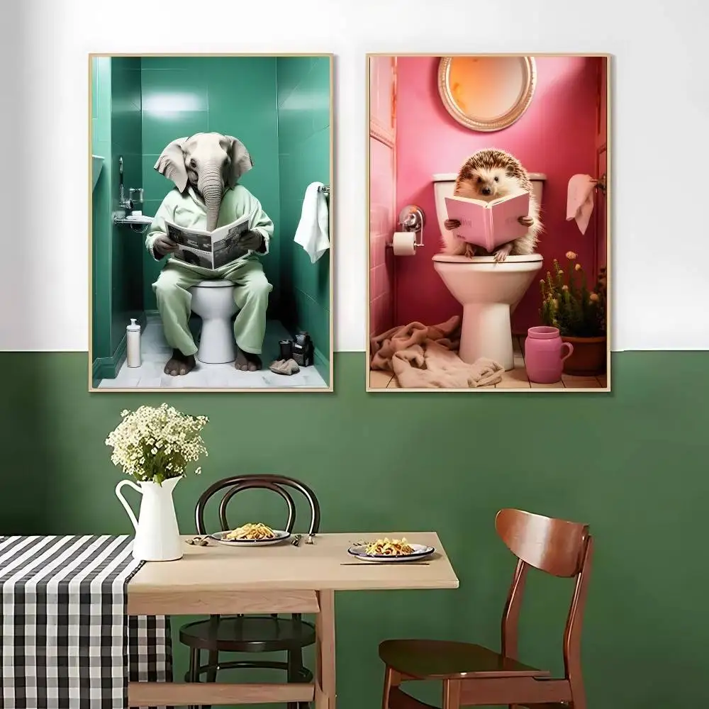 Chimpanzee Elephant Panda Animal Poster Canvas Painting Print For Home Living Room Bedroom Decorative Pictures