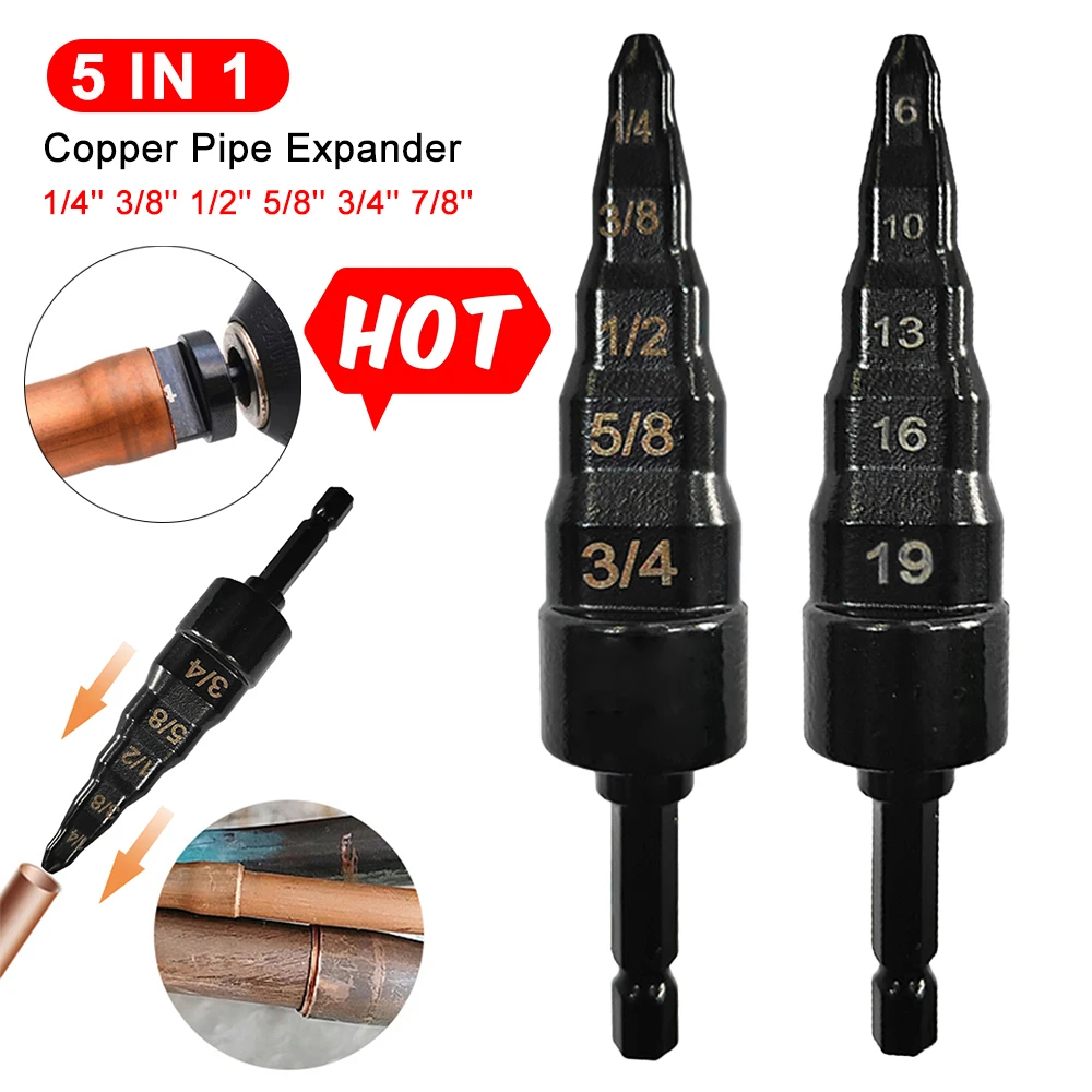 

Copper Tube Expander for Hexagonal Handle Hand Drill Copper Tube Expanding Air Conditioner Pipe Tool 1/4" 3/8" 1/2" 5/8" 3/4"