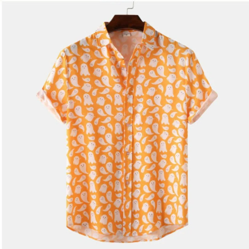 Small and Interesting Retro Floral Collection Short Sleeved Spring and Summer Loose Hanging Men's Floral Shirt