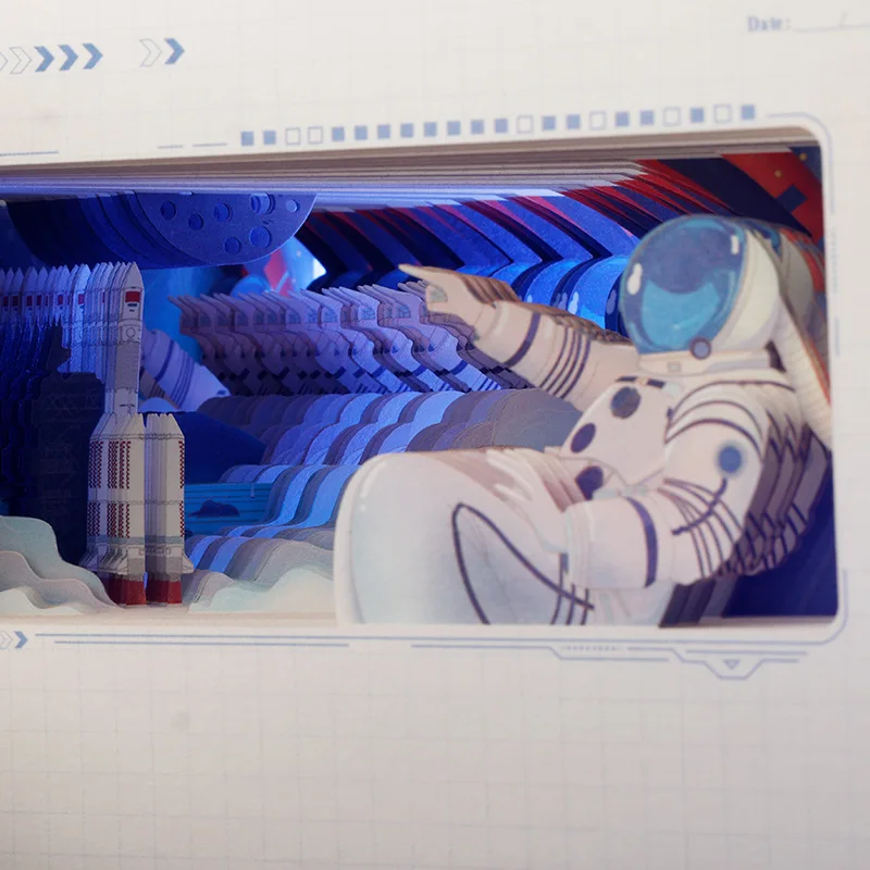 Cuaderno tallado en papel en capas estéreo 3D con temática de estrellas y mar, cuenta de mano, diario de regalo exquisito con dije cósmico