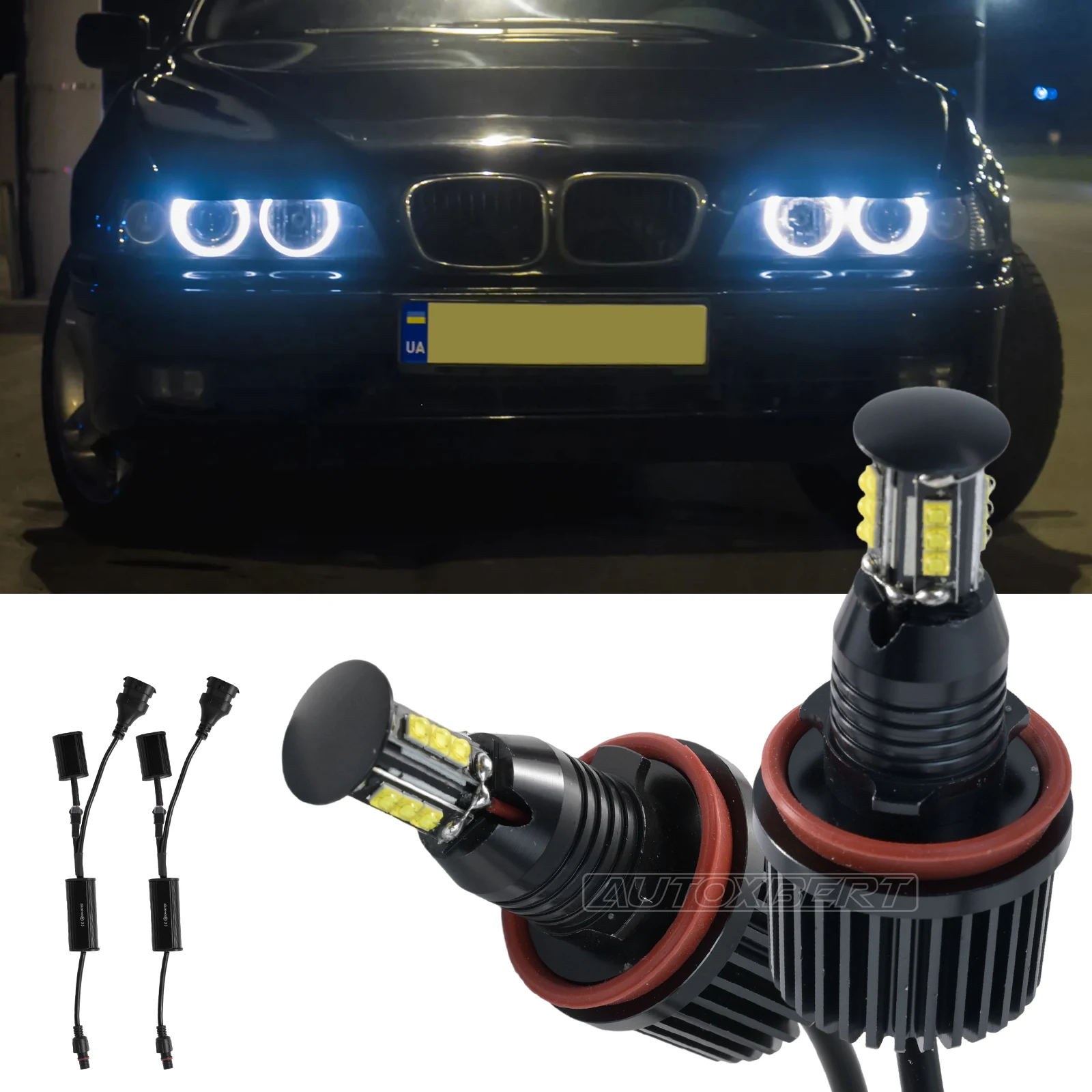 

2X LED Angel Eyes Light Halo Ring Headlight Assembly Bulbs Canbus Error Free Lamp White 6500K For BMW E81 E90 E92 E60 E63 E70