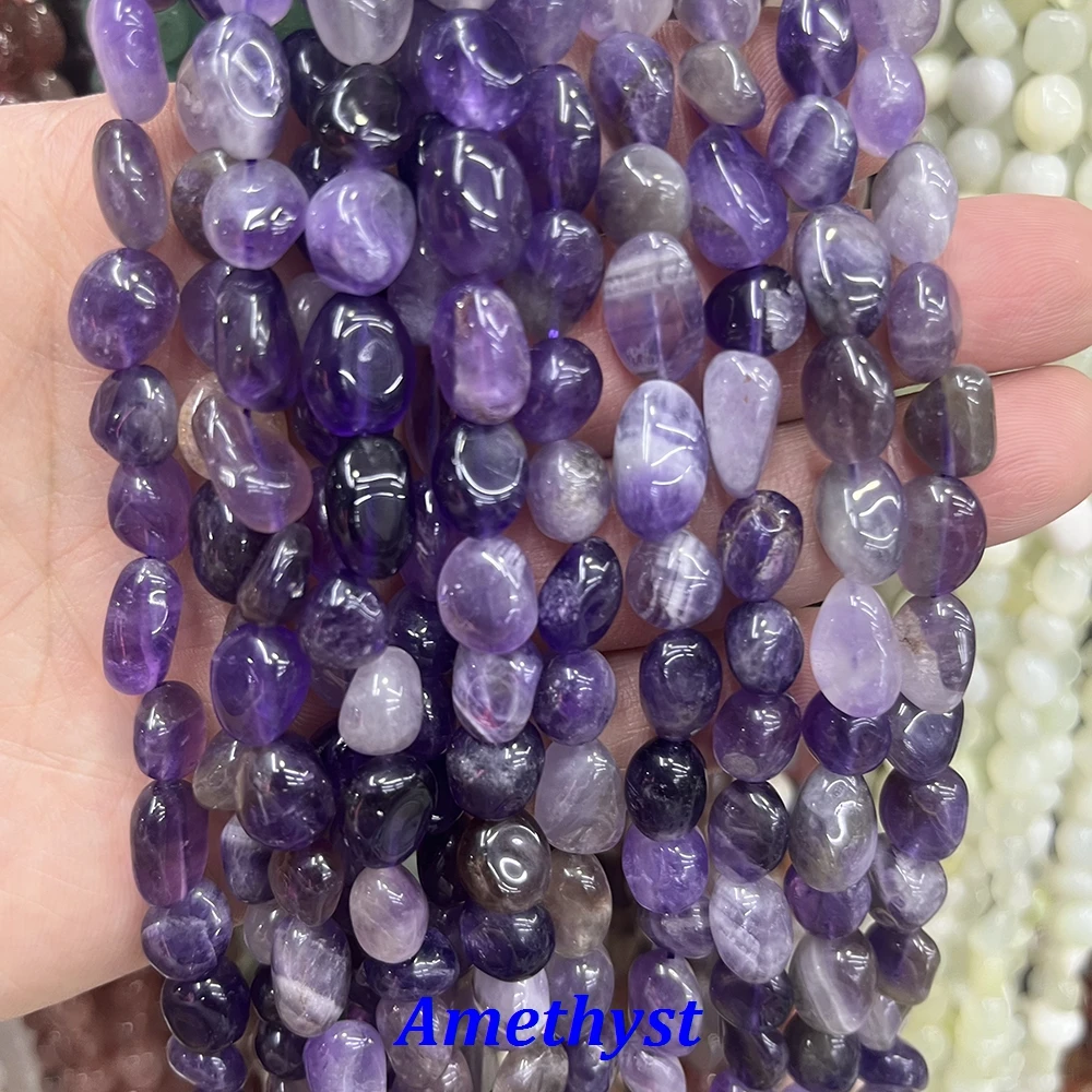 8–10 mm unregelmäßige Natursteinperlen aus Amethyst, Jade, Achat, Citrin, Amazonit, Quarz für die Schmuckherstellung, DIY-Armband, Ohrstecker – Detail 5