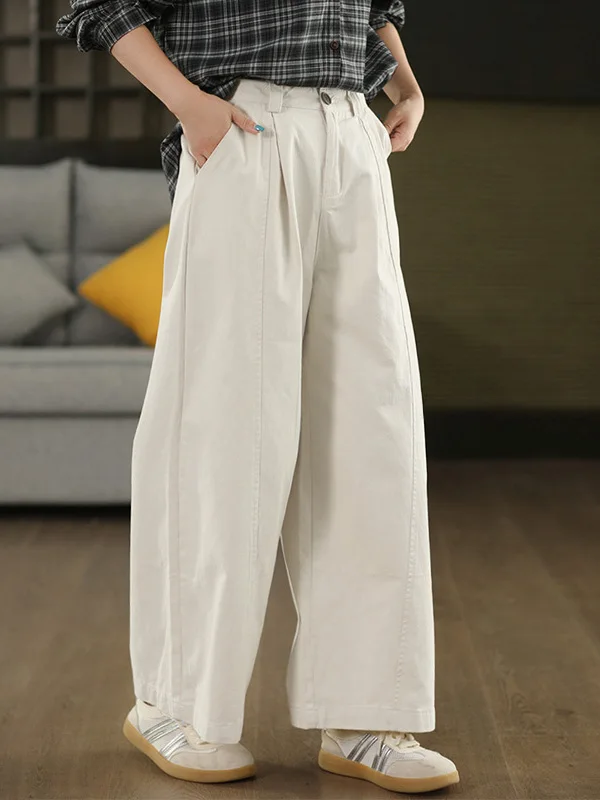 Rétro grande taille pantalon large décontracté coupe ample confortable coupe droite femmes automne Faion grande taille drapé pantalons décontractés