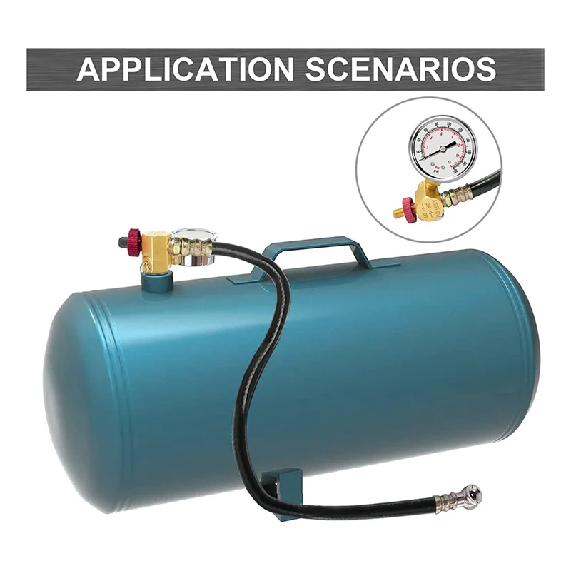 Air Tank Valve Kit with Gauge, Air Tank Repair Kit Come with 2 Inch Pressure Gauge with 1/8 Inch NPT, 4 Ft Air