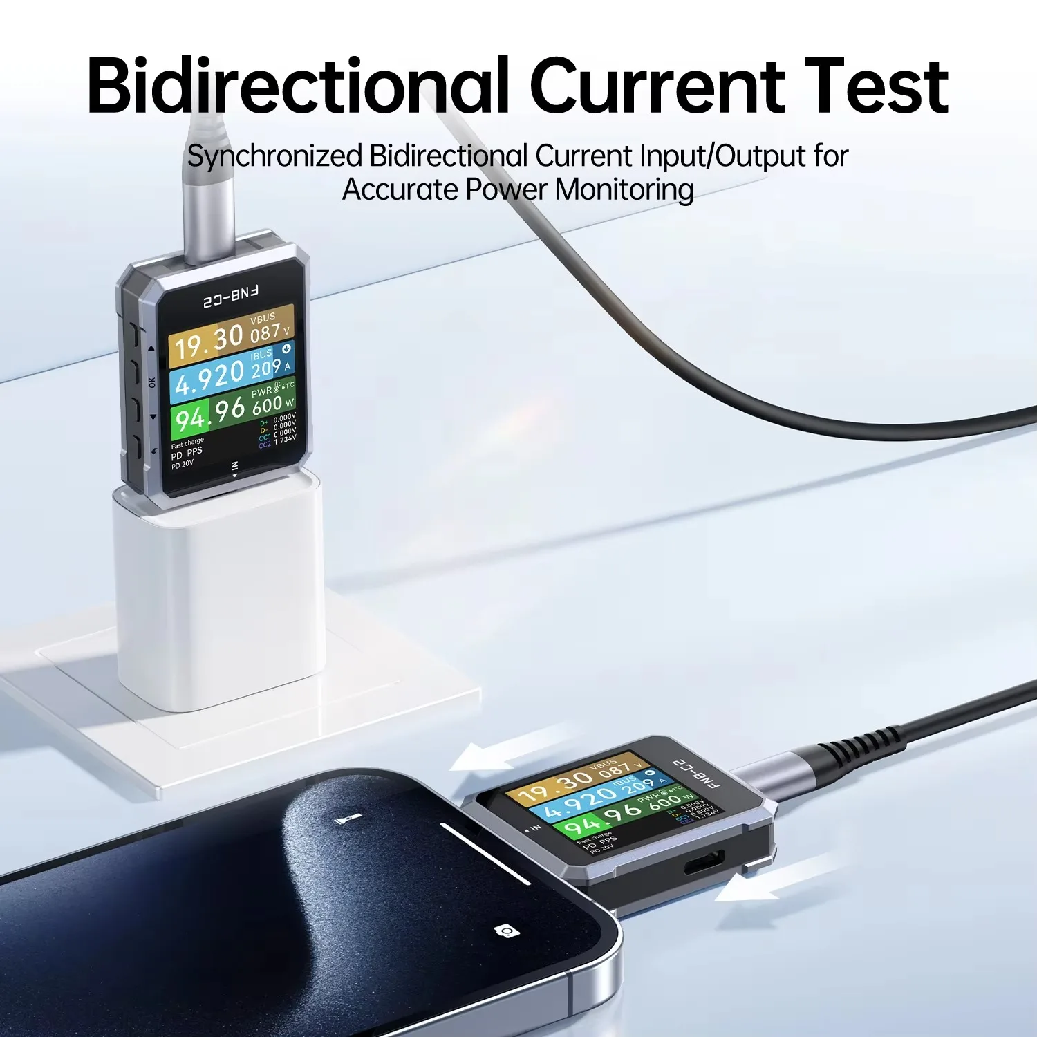 FNIRSI FNB-C2 Type-C Tester PD3.1 Fast Charging Test 240W Max Power Voltage Current Measuring Meter for Phone Power Bank Charger