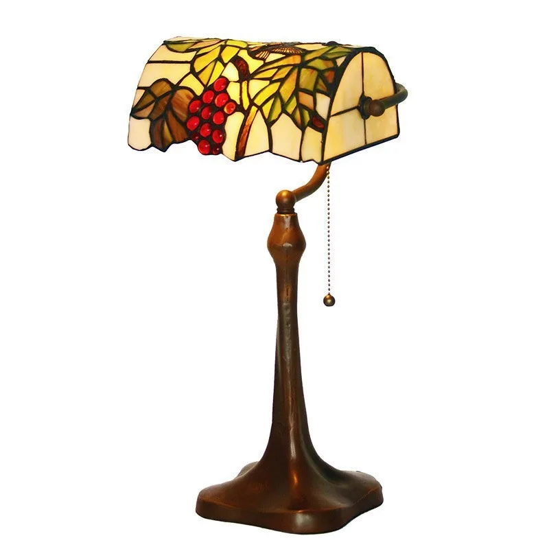 

Grape running lamp stained glass bedroom study retro handmade art decoration table