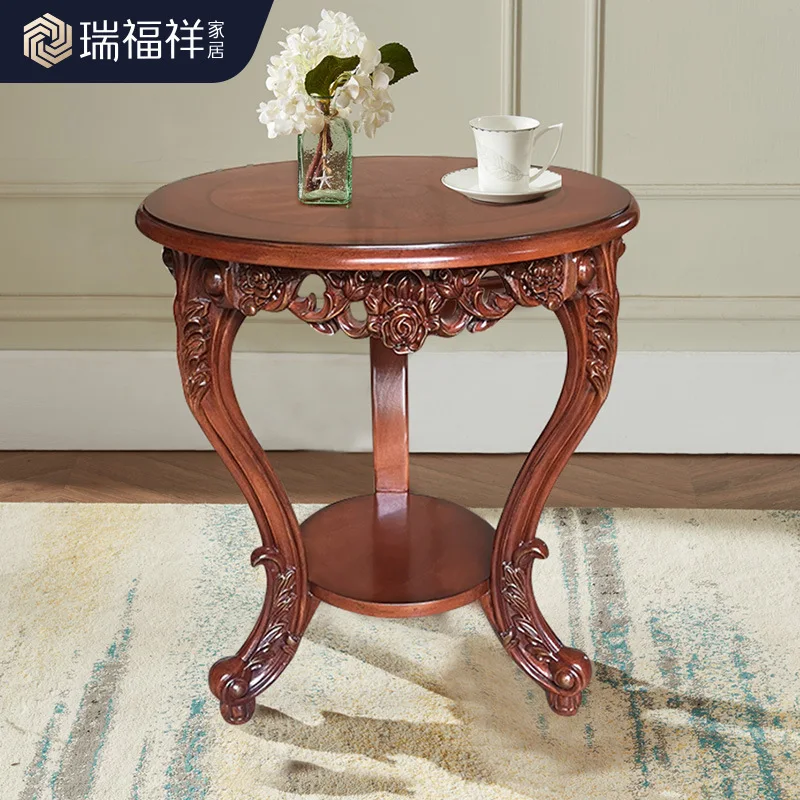 CX solid wood round table 60cm casual small coffee table living room sofa side table
