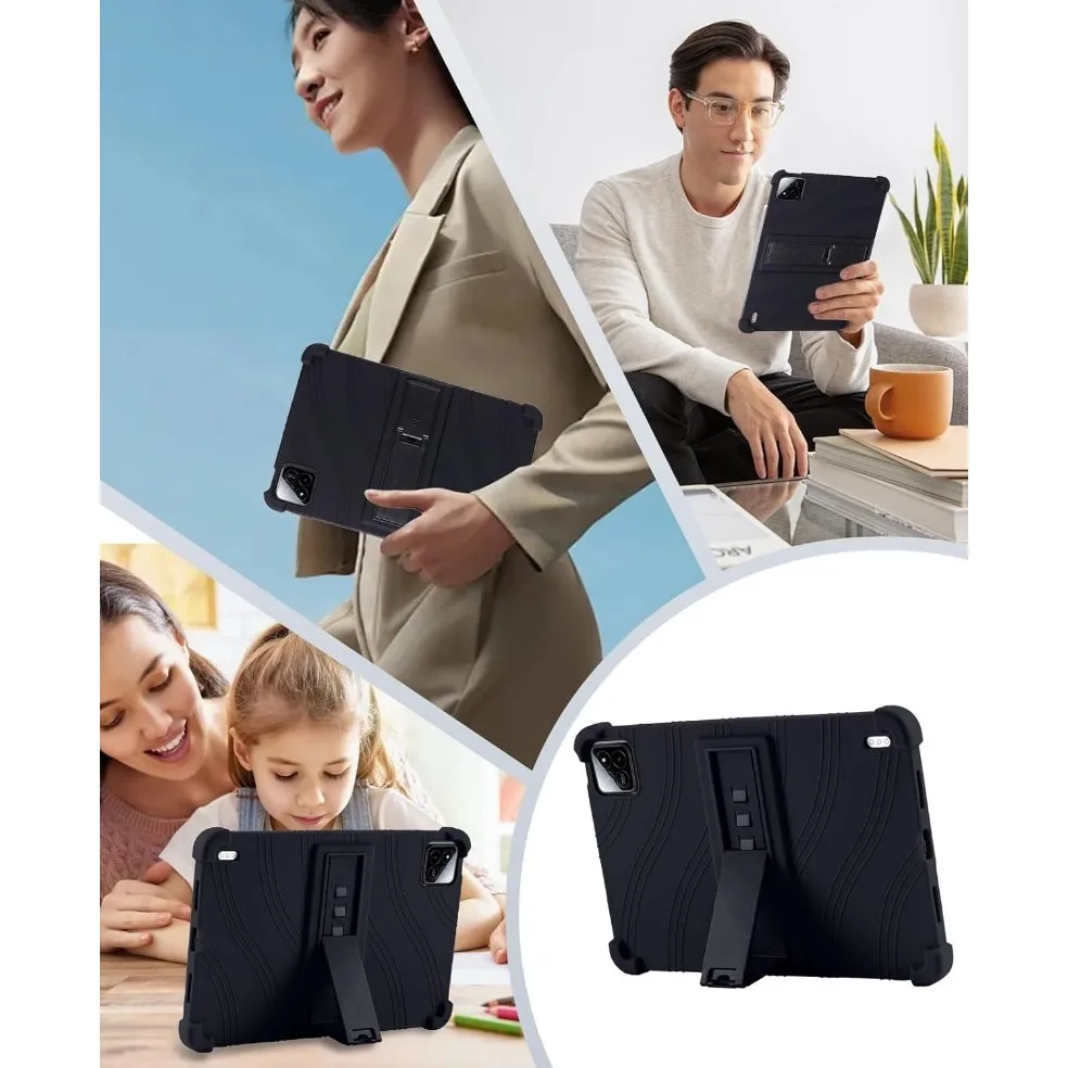 Casing Warna Hitam untuk Xiaomi Pad 7/7 Pro 11.2 Inci 2024 Pad7 Pro Penutup Dudukan Silikon Lembut Dapat Disesuaikan