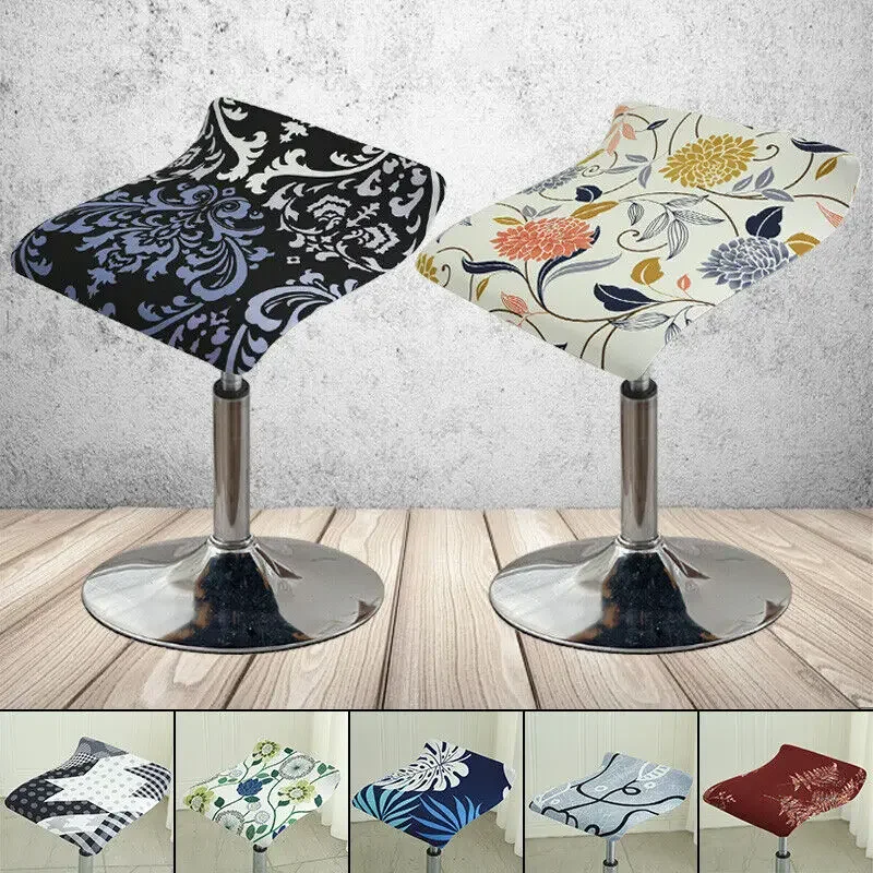 New Rotating Chair Cover Square Stool Seat Slipcovers Bar Chair Stretch Cover Elastic Seat Cover Banquet Dining Small Chair Case