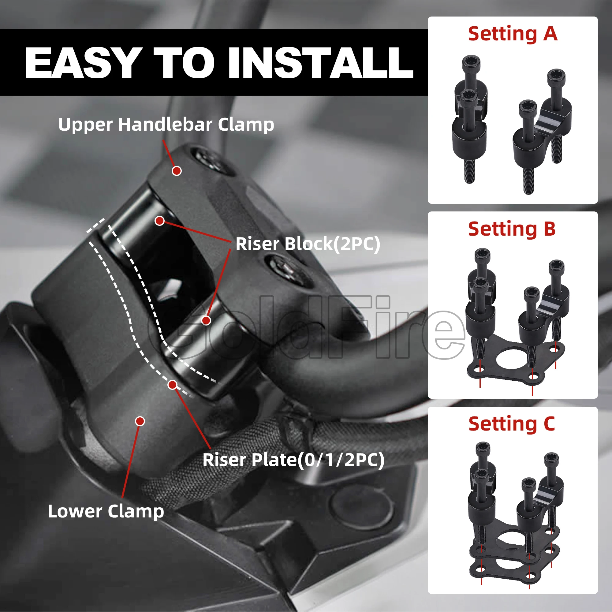 Motorcycle Handlebar Riser Extension Kit For Can-Am Spyder RT RTs F3 F3s Adjust 1 1/8