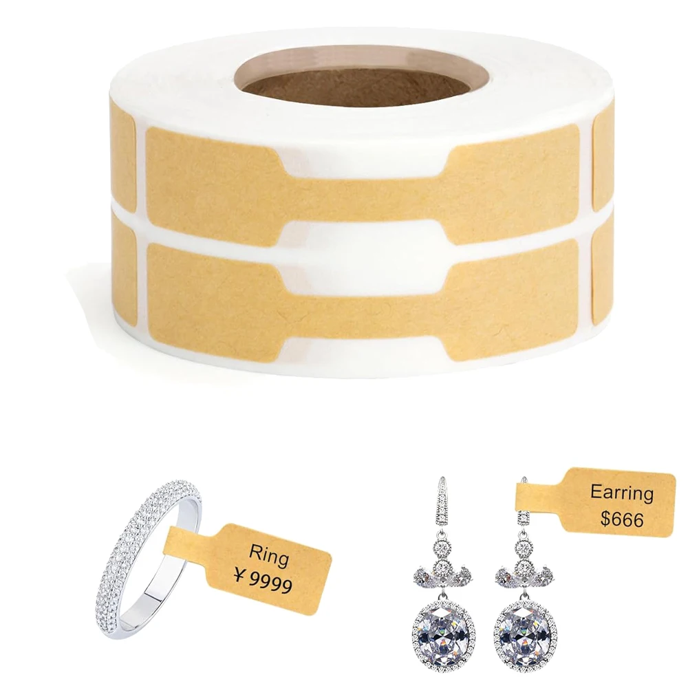 

500 шт., ценники для ювелирных изделий, крафт-бумага, дисплей, ожерелье, браслеты, кольца, бирки, самоклеящиеся наклейки, упаковка для малого бизнеса