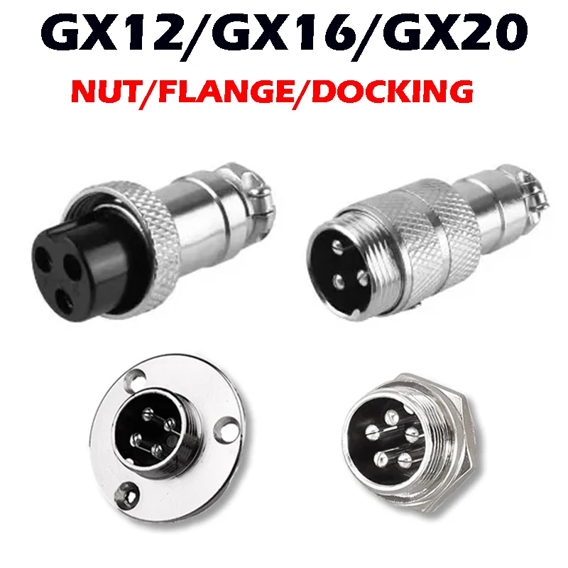 5/20 Pcs GX12 GX16 GX20 2 3 4 5 6 7 8 9 10 12 14 15 Pin Male&Female Docking Aviator Aviation Plug Socket Circular Connector