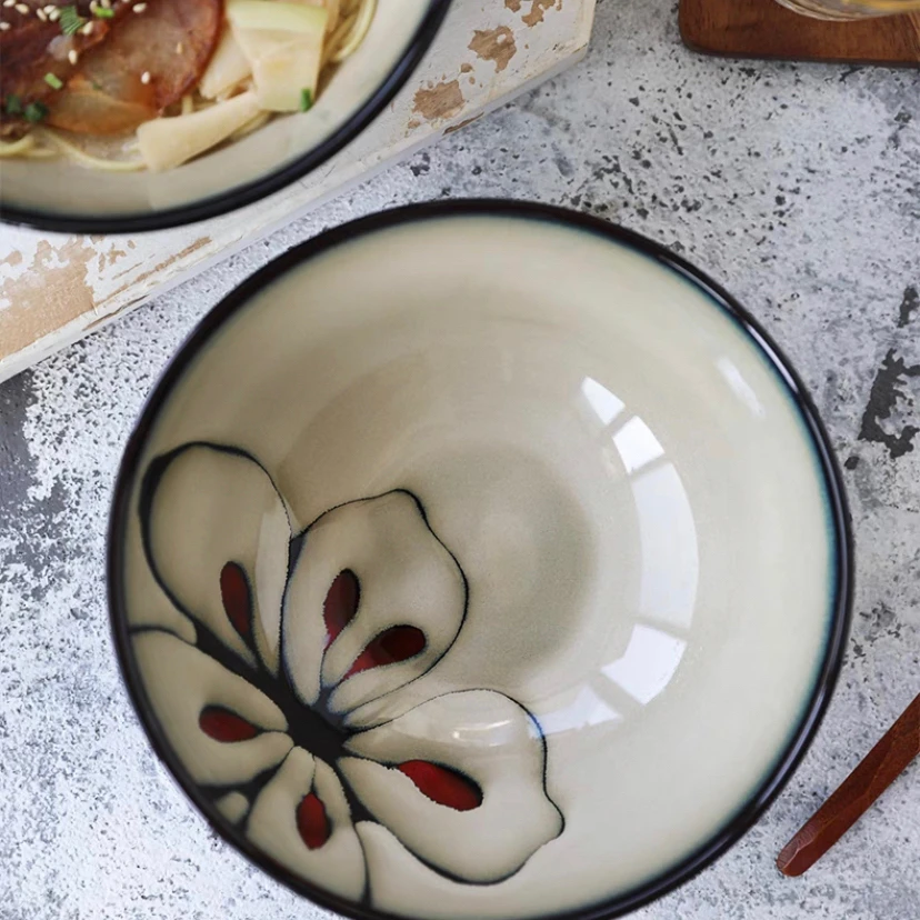 Exquisite kitchen utensils kiln hotel home ceramic tableware Lamian Noodles bowl salad bowl home practical soup bowl.