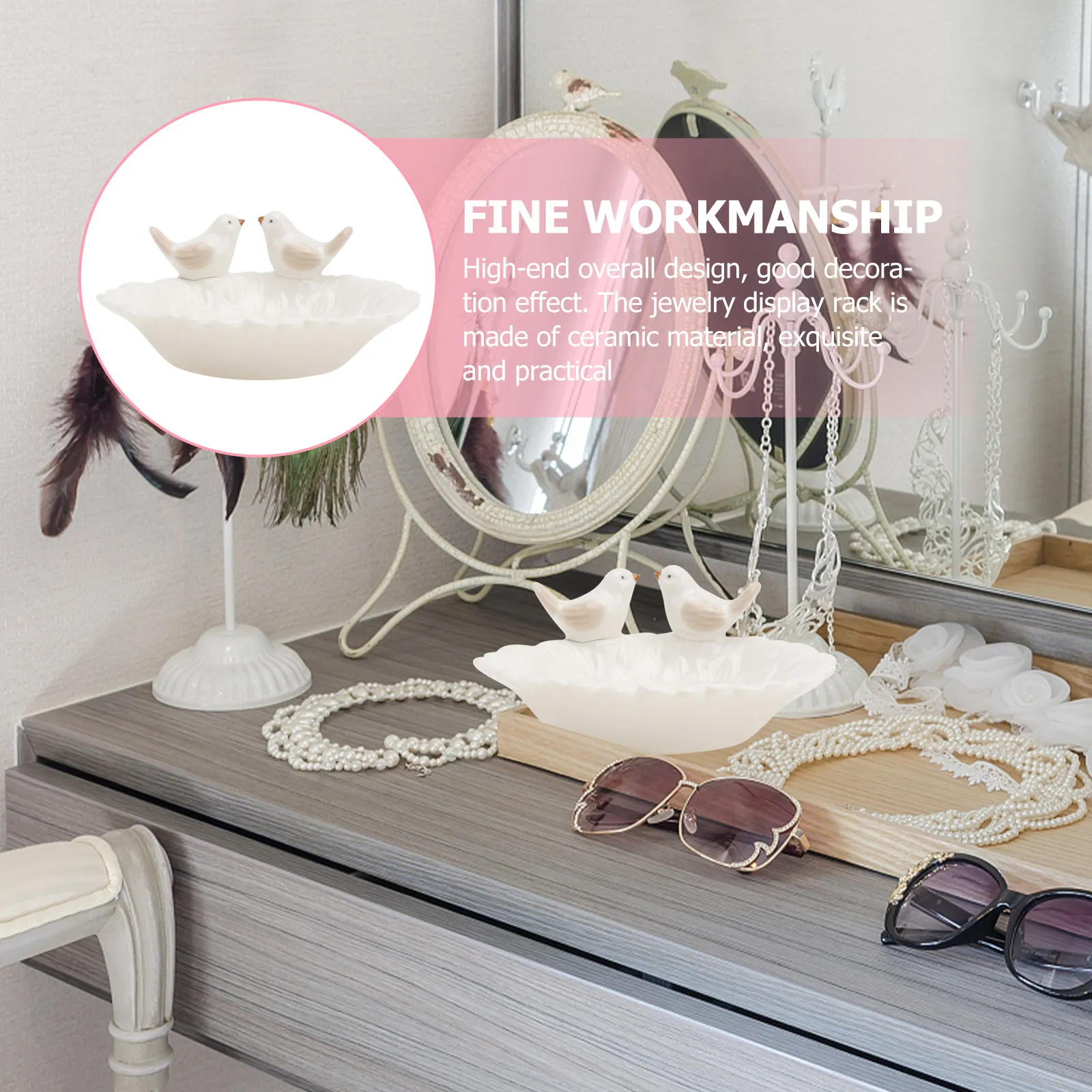 

1 шт. Керамический поднос для хранения украшений в форме птицы, в скандинавском стиле, для демонстрации на туалетном столике, органайзер для украшений