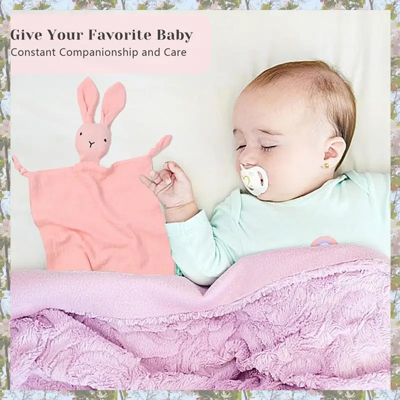 T84C-Loveys للأطفال شخصية الشاش محبوب بطانية مخصصة مطرزة الطفل بطانية أمان الأرنب المعزي مع Nam