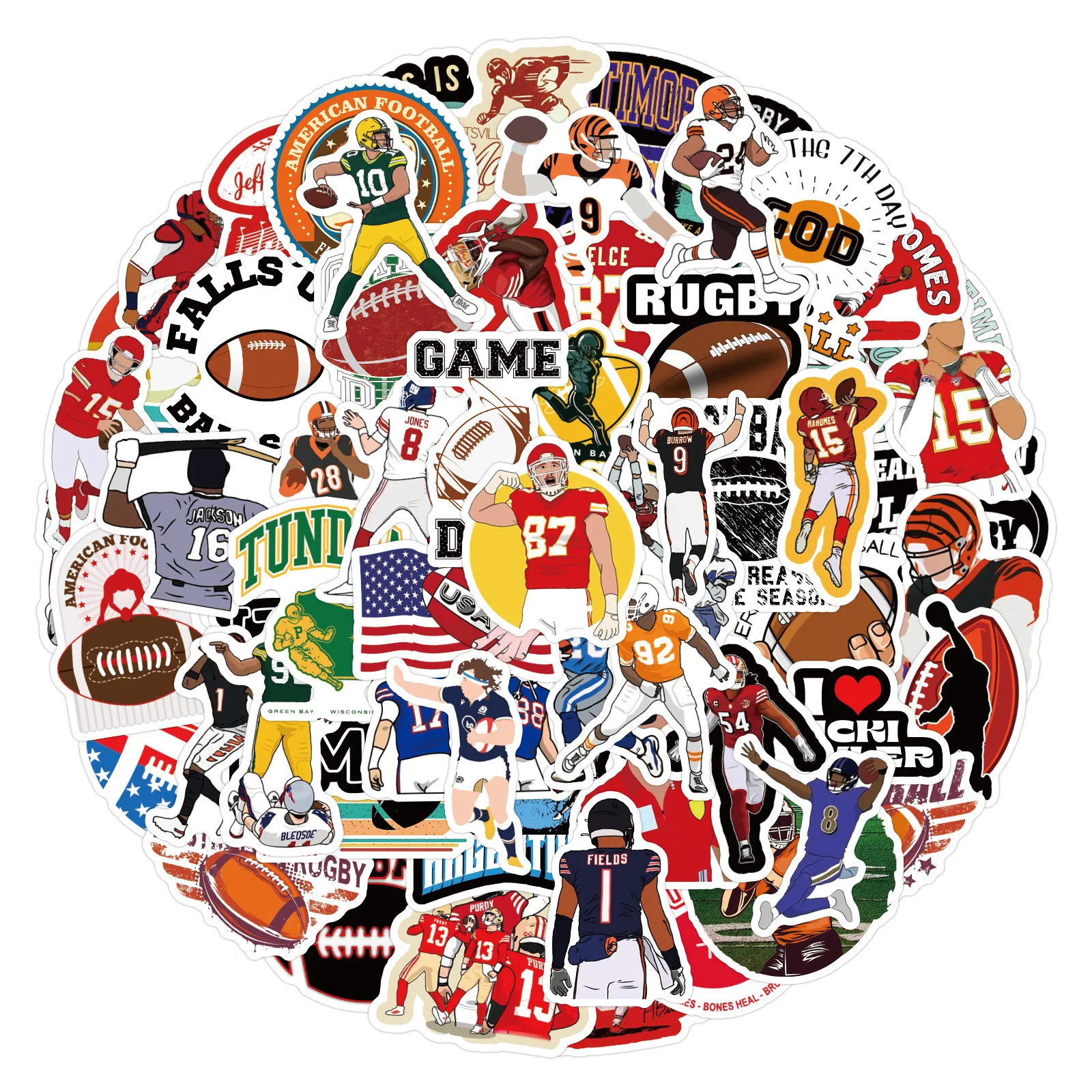 55/110PCS American NFL Sports Stickers  Football Stickers Rugby Graffiti DIY Phone Laptop Water Cup Car Luggage Toys Sticker