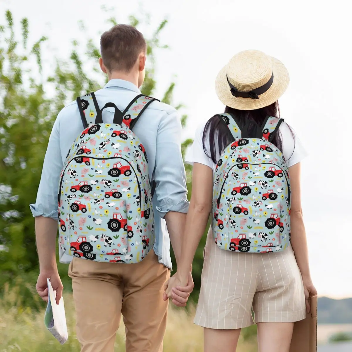 

Cute Kids Red Tractor Farm Animal Pattern Cartoon Backpack Student Boys Girls BookBag Children School Bag Computer Shoulder Bags