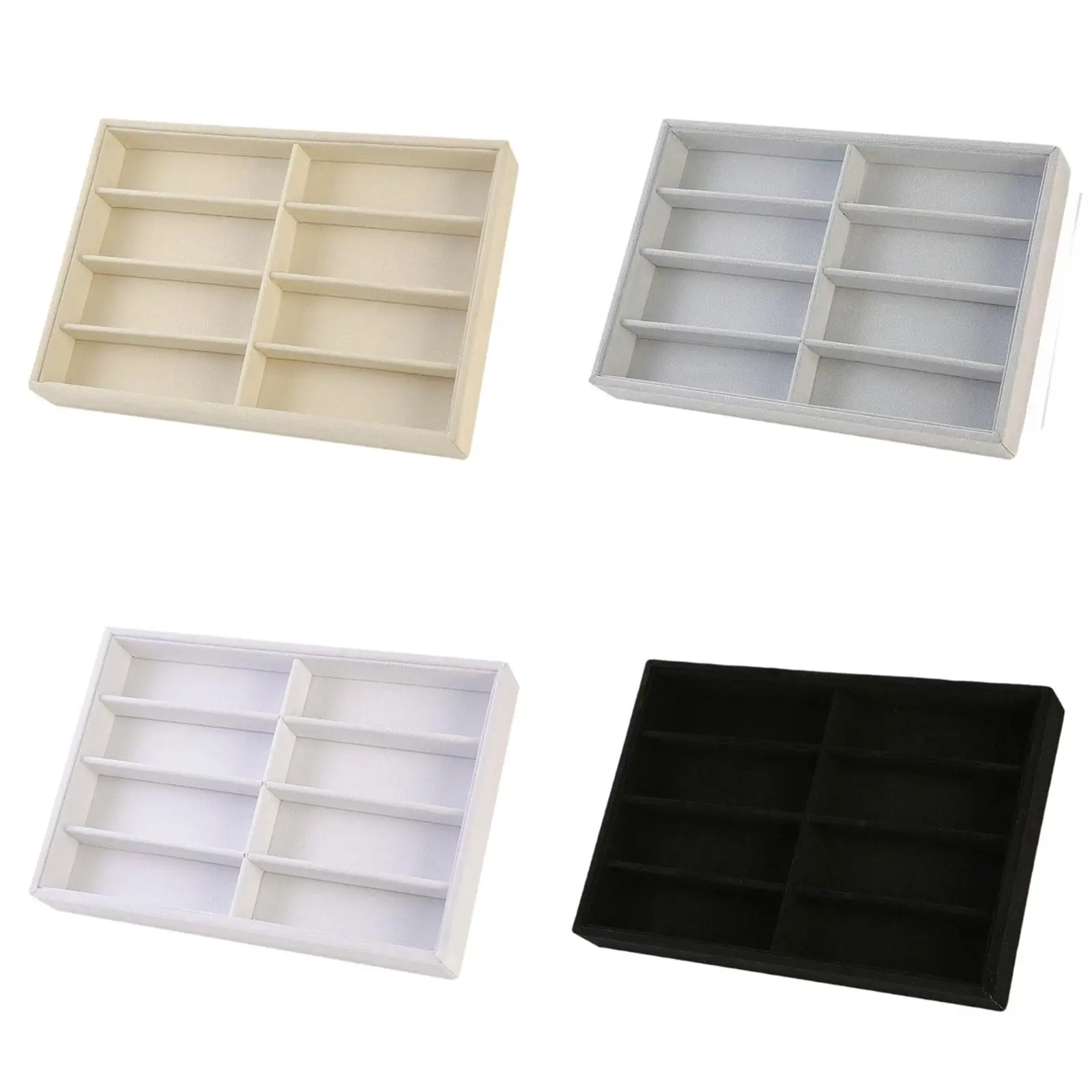 Glasses Organizer, Sunglasses Display Case, 8 Slot Stackable Jewelry Tray, Glasses Storage Box for Desktop Travel Home
