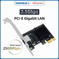 PCI Express Network Card 2.5Gbps Gigabit Ethernet PCIE Network Card LAN Adapter RJ45 for Intel i225V Chips for Desktop PC