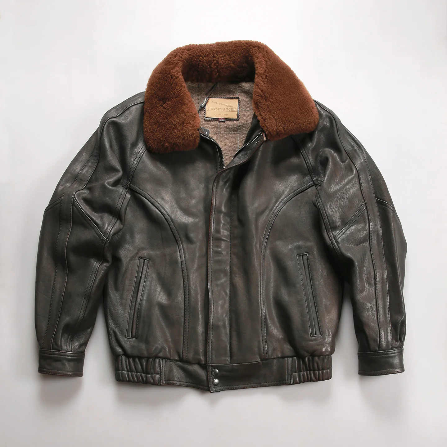 

Мужская повседневная куртка в гонконгском стиле из натуральной кожи, утепленная овчиной, в стиле ретро, с отстегивающимся шерстяным воротником