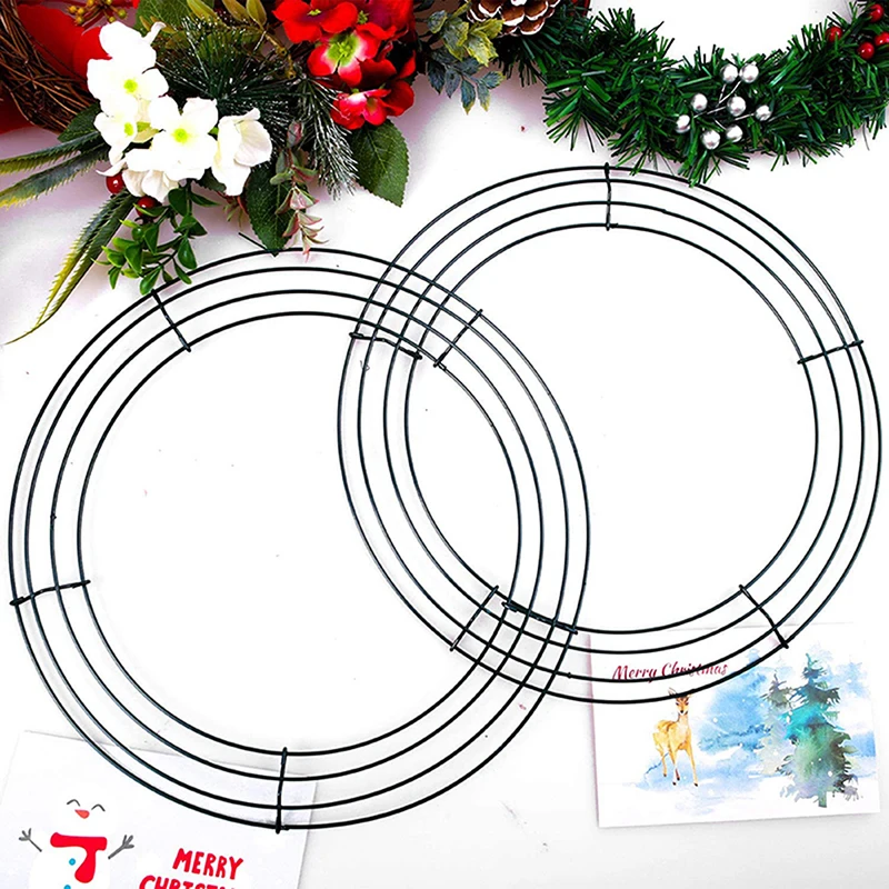 Christmas Decorations Thanksgiving Green Wreath Christmas Wreath 8/10/12/14/16 Inch Frame Wire Making Rings DIY Floral Crafts