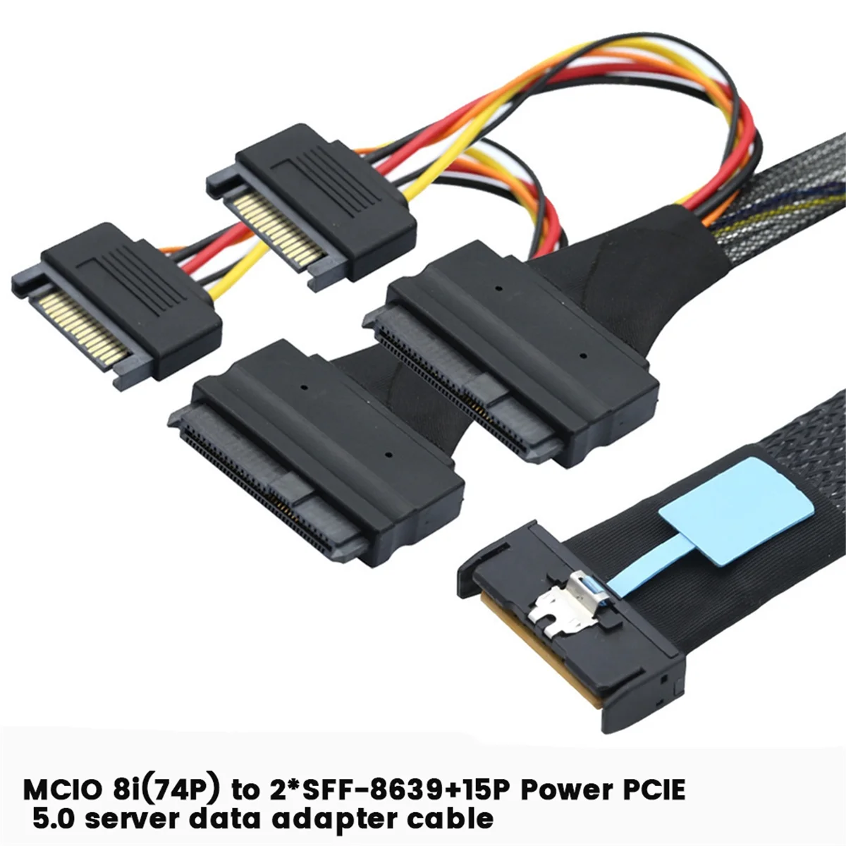 Server Adapter Cable Slimline SAS MCIO 8i 74P to 2-SFF 8639+15P Power Supply Server Multifunction