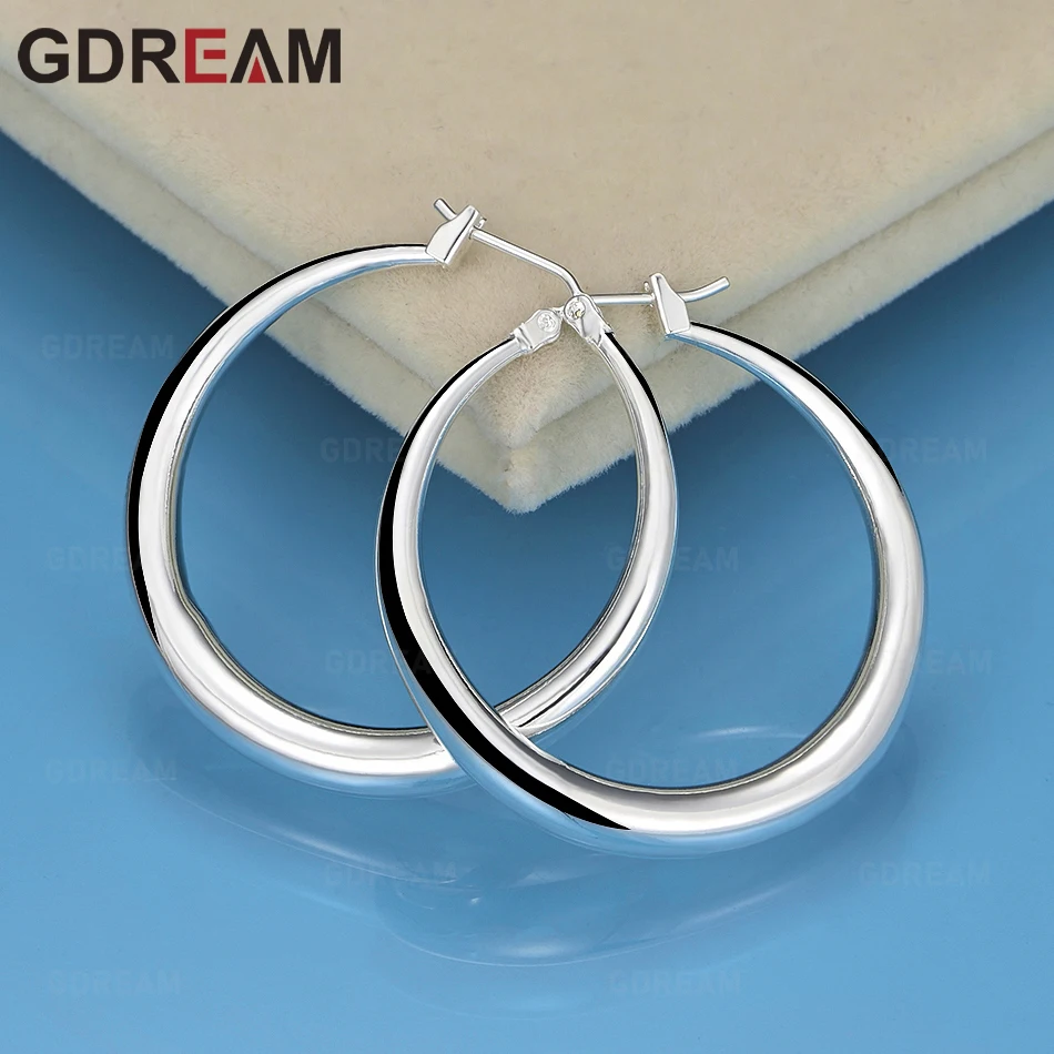 

GDREAM 925 Sterling Silver Smooth Round Earrings Women's Accessories Best Jewelry Valentine's Day Party Christmas Gift