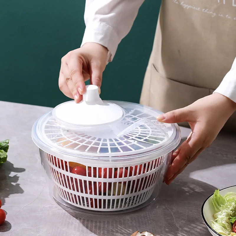 

Multifunctional Vegetable Salad Dryer Household Manual Vegetable Washing Dehydrator Kitchen Fruit Quick Throw Water Drain Basket