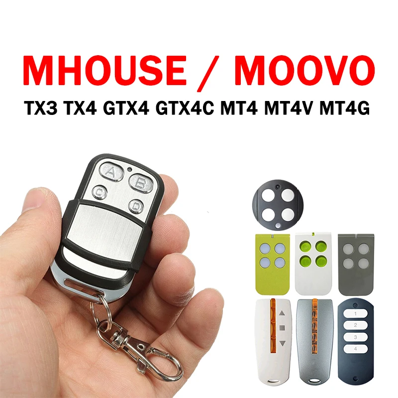 

For MOOVO MT4 MT4V MT4G MHOUSE GTX4C GTX4 TX4 TX3 Garage Remote Control 433MHz Rolling Code Gate Remote Control Commands