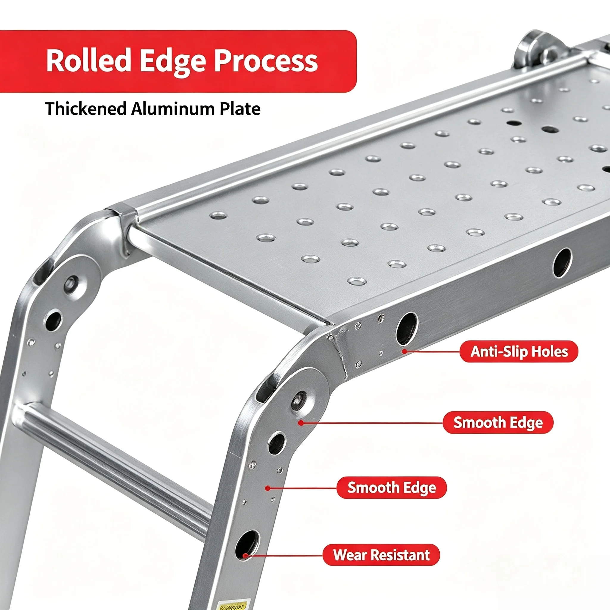 Folding Height‑Adjustable Scaffold Stool, Thick Portable Work Ladder, Aluminum‑Iron Platform for Construction Decoration
