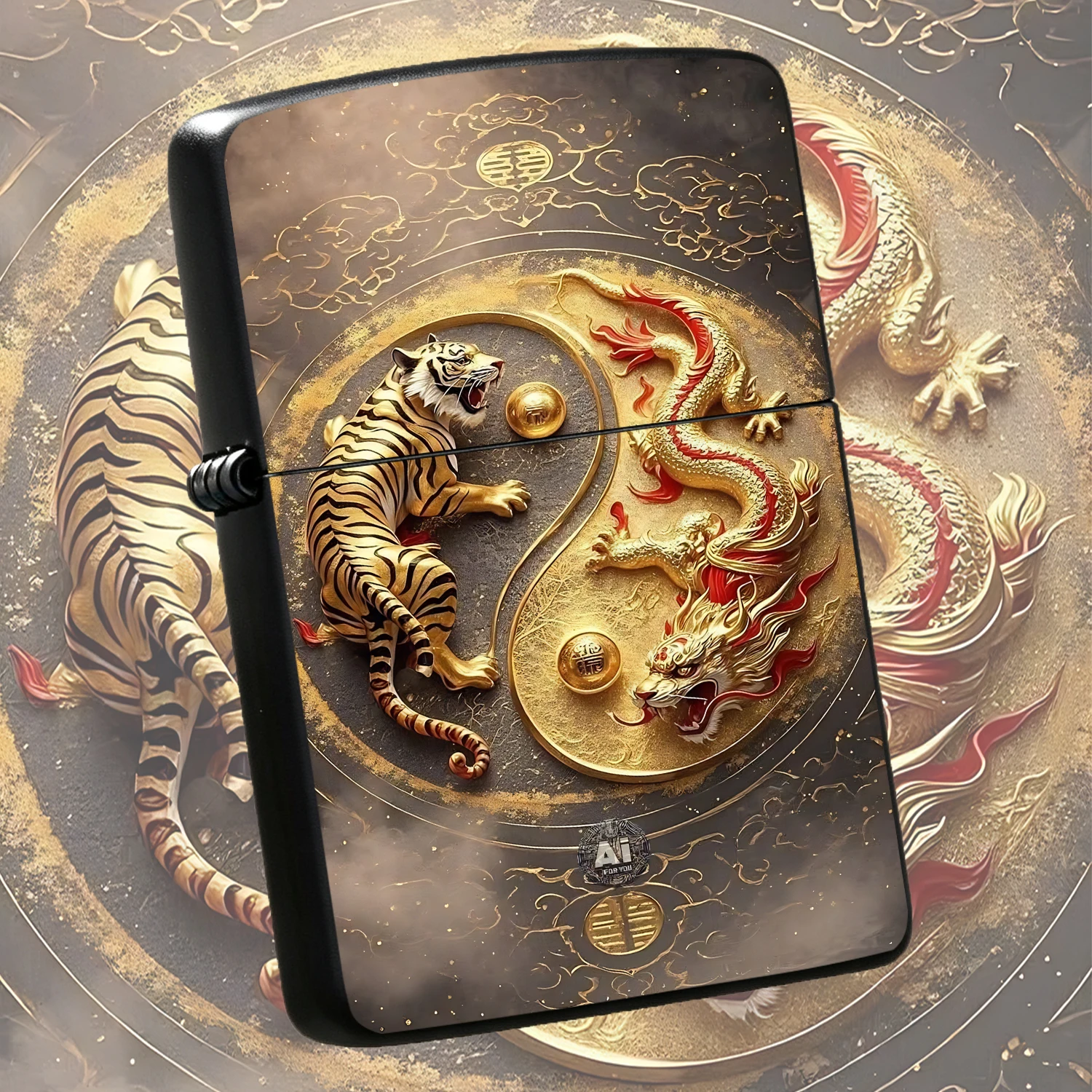 Eastern Style Style Dragon Tiger Tai Chi Auspicious Relief Lighter Suitable For Camping Home Hospitality Business Trips And All Daily Scenes Exquisite Texture With Traditional Lucky Cultural Implication Ideal Choice For Personal Use To Show