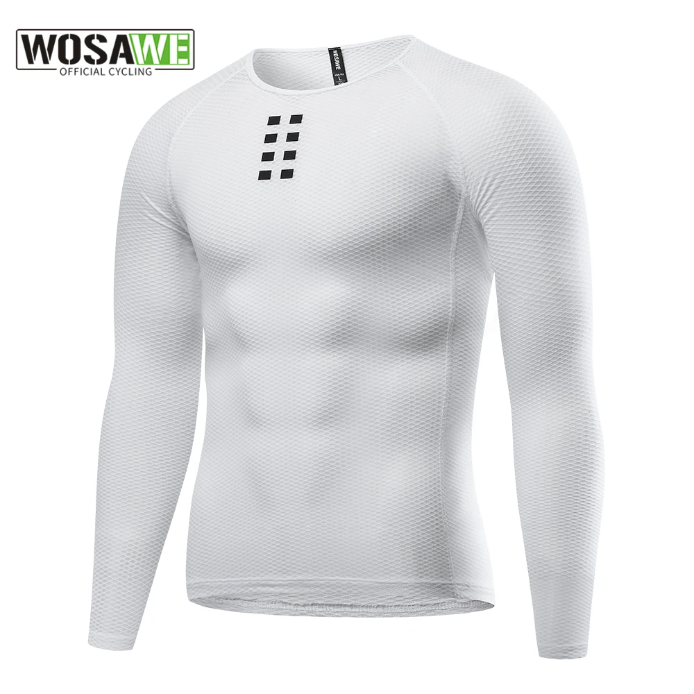 

WOSAWE Long Sleeve Cycling Jersey Mens Bicycle GYM Cycling Inner Man Sports Base Shirt Cycling Underwear Lightweight Mesh Fabric