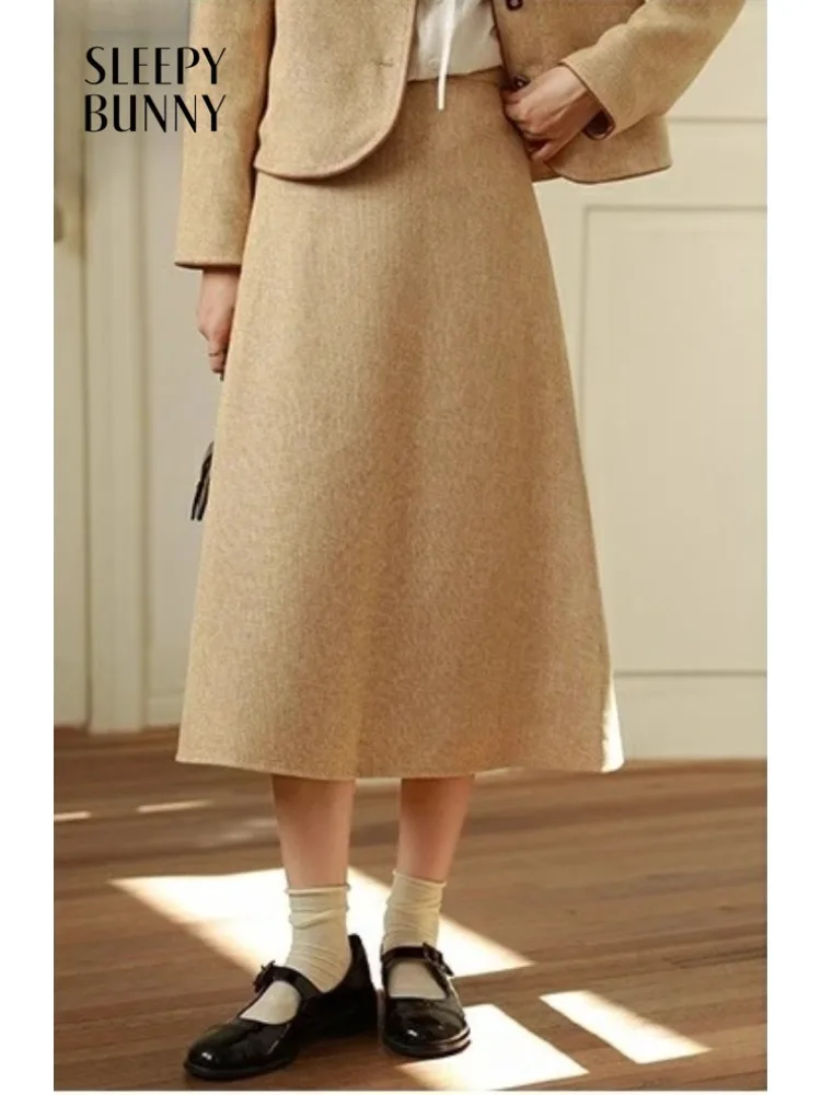 

Women Elegant High Waist A Line Midi Skirt Office Style Gentle Vintage Skirt Lady Workwear French Style Versatile Casual Bottoms