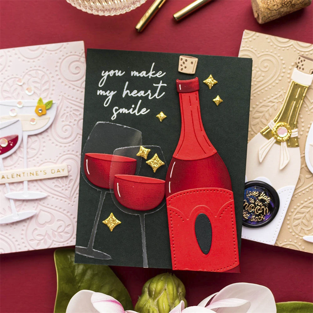 Delicious Wine Drink Delicate Glass Metal Cutting Dies Embossing Diecut For DIY Photo Album Card Making Scrapbooking Crafting