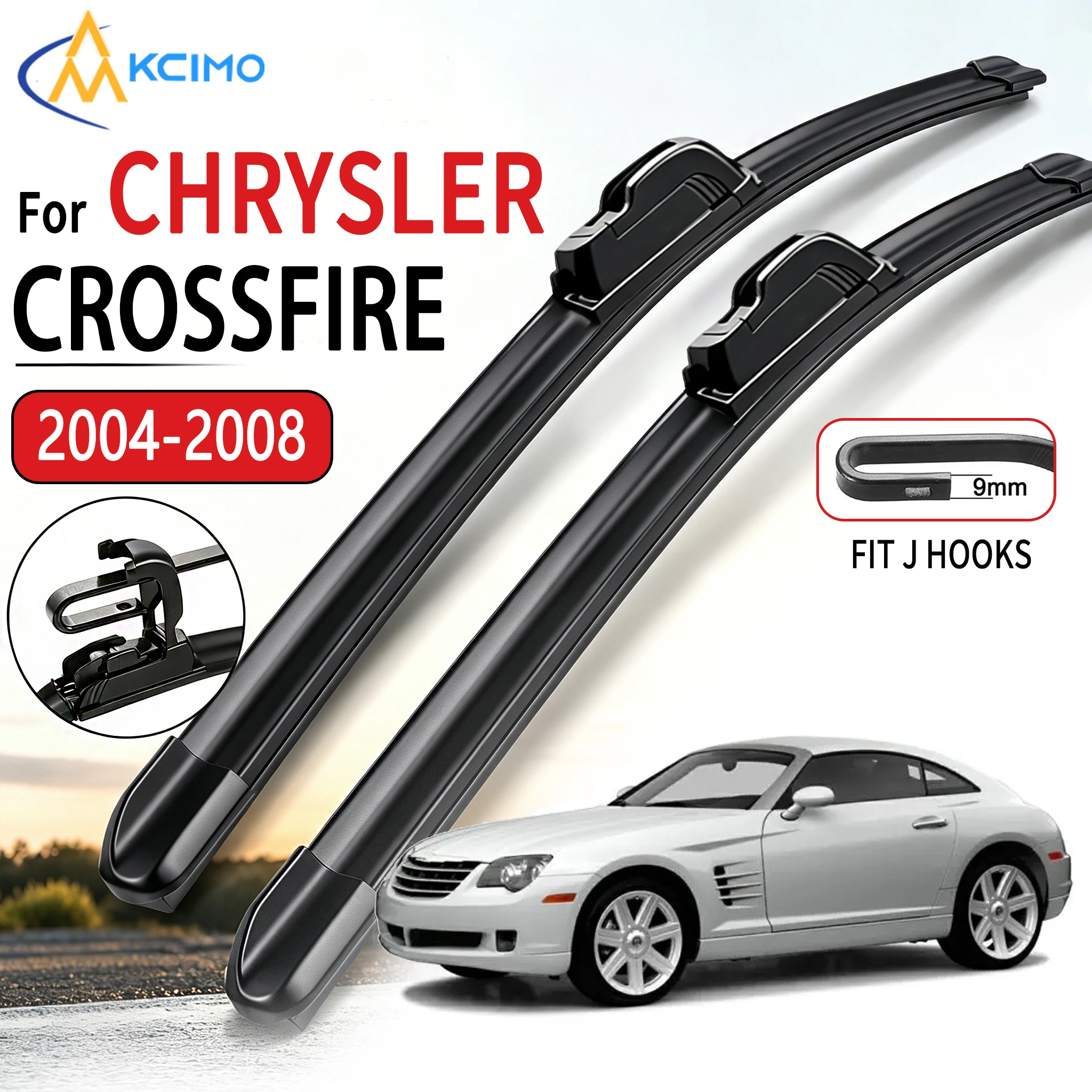 Für Chrysler Crossfire 2004-2008, 2 Stück, Auto-Frontscheibenwischer, U-förmig, weicher Gummi, knochenloser Wischer, HD, geräuscharm, langlebig, 22"+20"