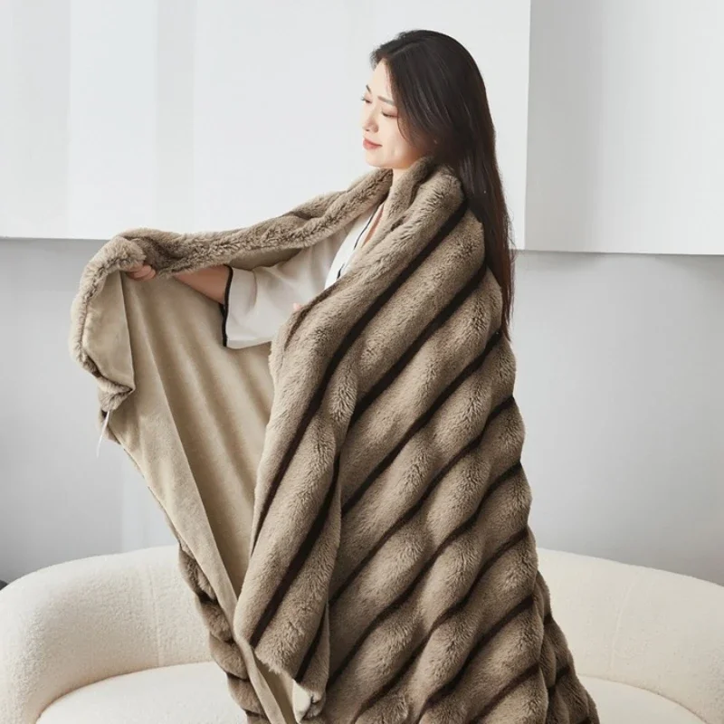 

Thickened Rabbit Fur Melard Blanket Warm Sofa Blanket for Living Room And Bedroom Autumn Winter Decoration Soft Throw Blank