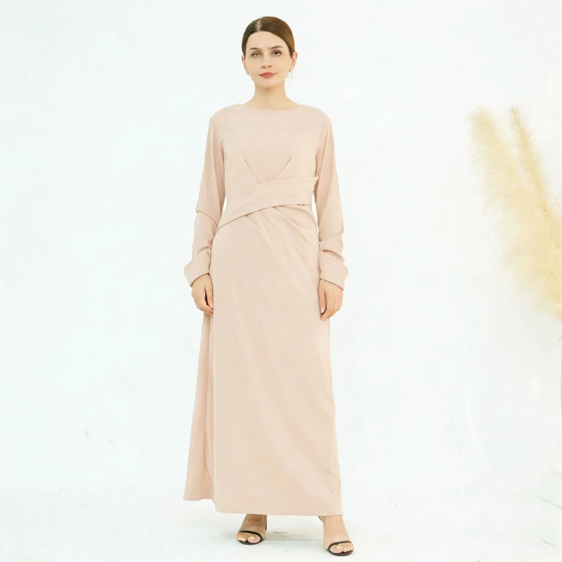 

Eid Dubai Solid Long Dresses For Ramadan Muslim Woman Elegant Casual Marocain Islam Saudi Caftan Turkish Clothing Arab Long Robe