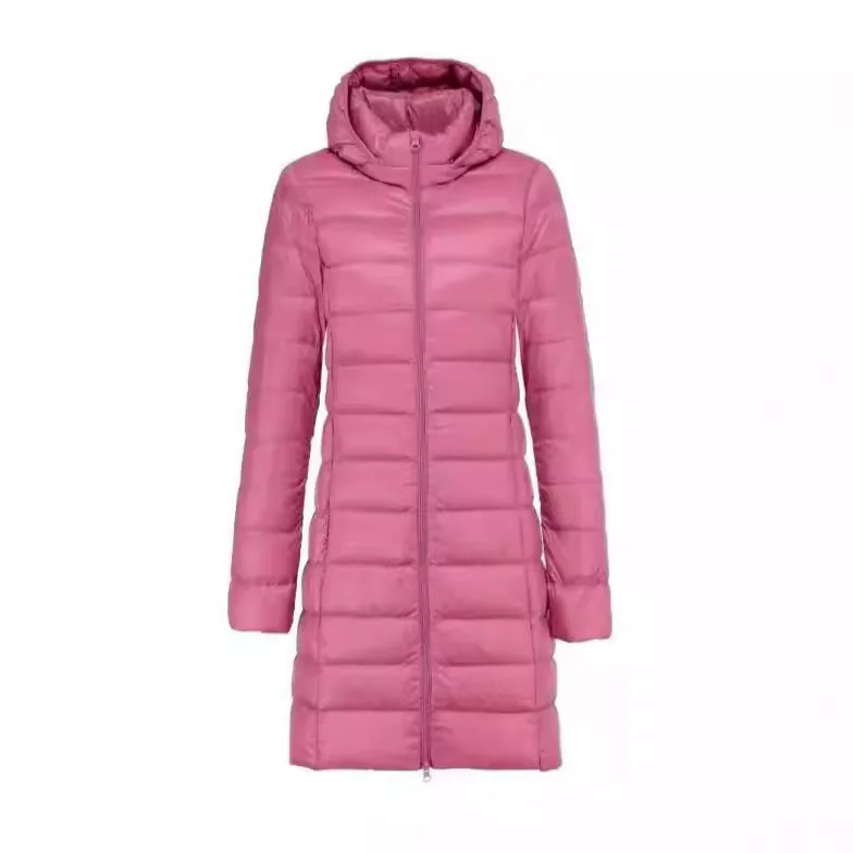 2024 autumn and winter new down jacket for women long design white duck down jacket with detachable cap hooded