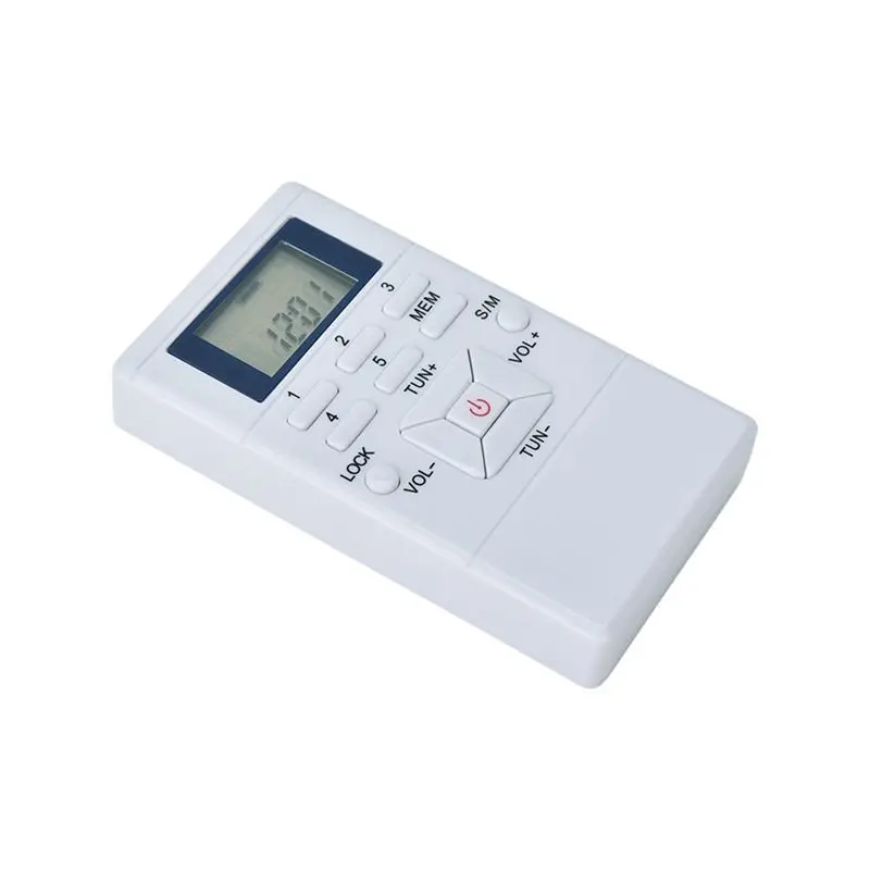 DT21 Mini Portable Stereo FM Radio, 1.2 Inch Digital Clock Receiver with Backlight for Simultaneous Interpretation Clip-On