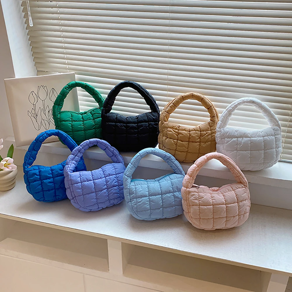 ISKYBOB Mini Cloud Pleated Handbag Fashion Quilted Shoulder Bags For Women Puffer Dumpling Bag Tote Bag Ruched Handbag Wholesale