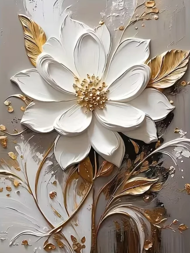 500/1000pcs for Adults Jigsaw Puzzle Luxury White Flower Challenging Large-Scale Brain Teaser with Complex Patterns