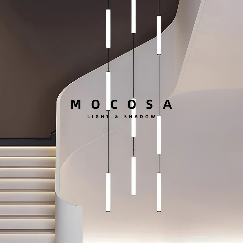 Indoor Modern Staircase Pendant Lights High Ceiling Stairwell Hanging Lamp Apartment Living Room Series Connection LED Lighting