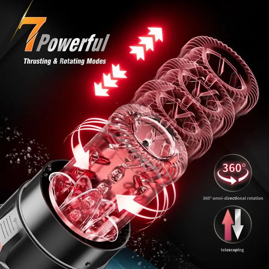 Masturbator Penispumpe Männliches Sexspielzeug für Männer mit Upgrade 12S Vakuumpumpe Verstärker 7 Stoß Rotierend Vibrierend Saugen Lecken LC