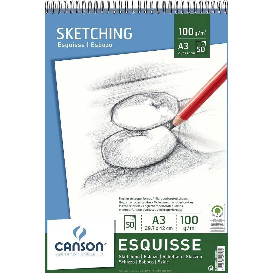 

Блокнот для рисования Canson A3, включая 50 листов белой бумаги для рисования картриджей емкостью 100 г/м2
