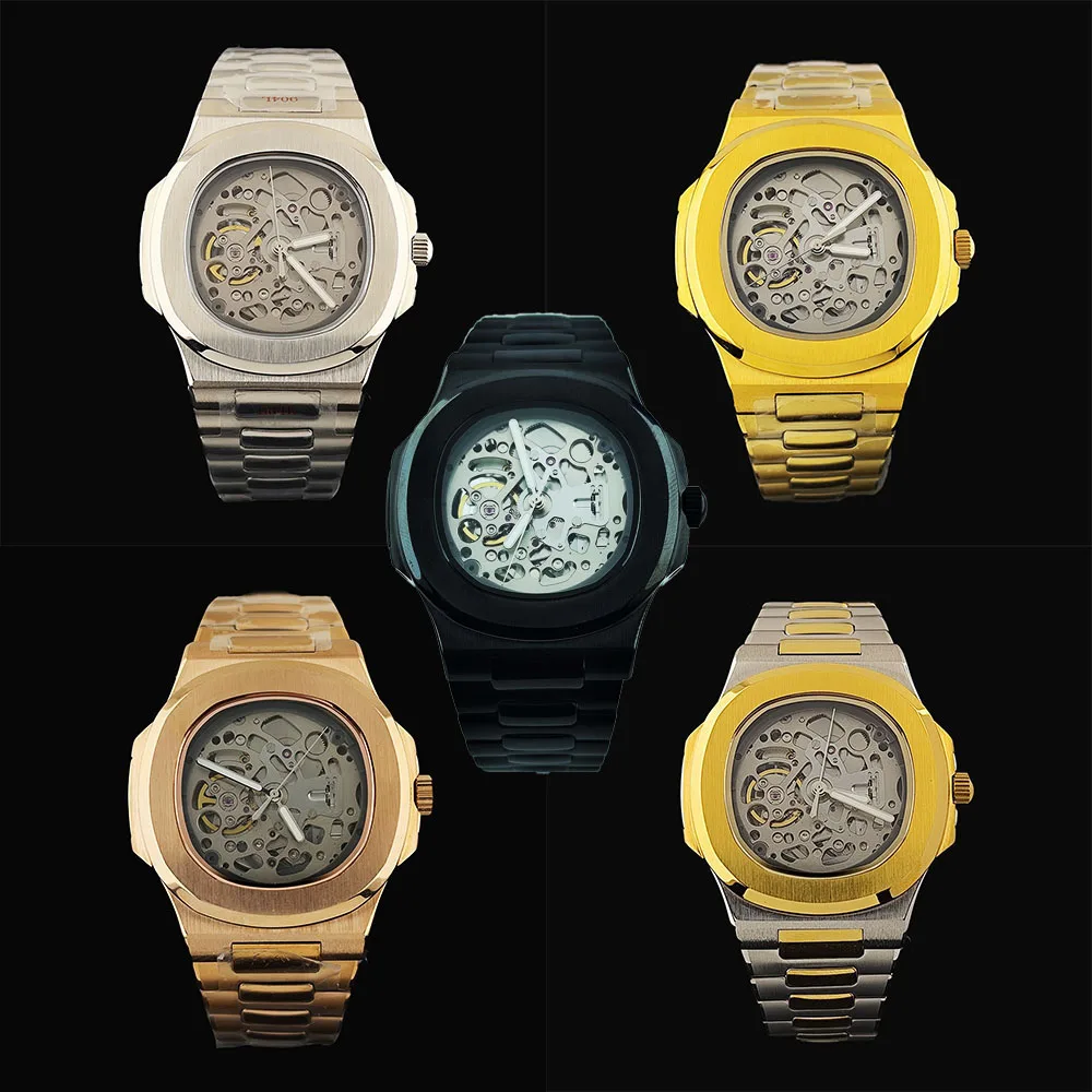 2026 High-Quality Men's Hollow 40mm Watch with Custom Logo Stainless Steel Automatic Watch Suitable for NH70 Movement Watch