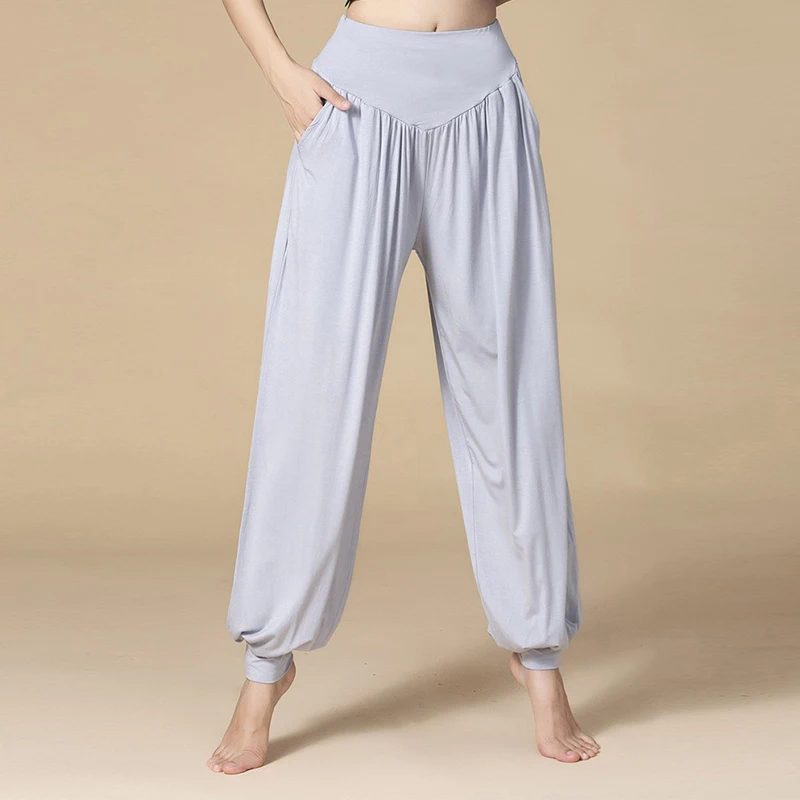 Pantalones bombachos de Modal para mujer, pantalón de chándal informal, holgado, de Color sólido, para gimnasio, Yoga, trotar, baile