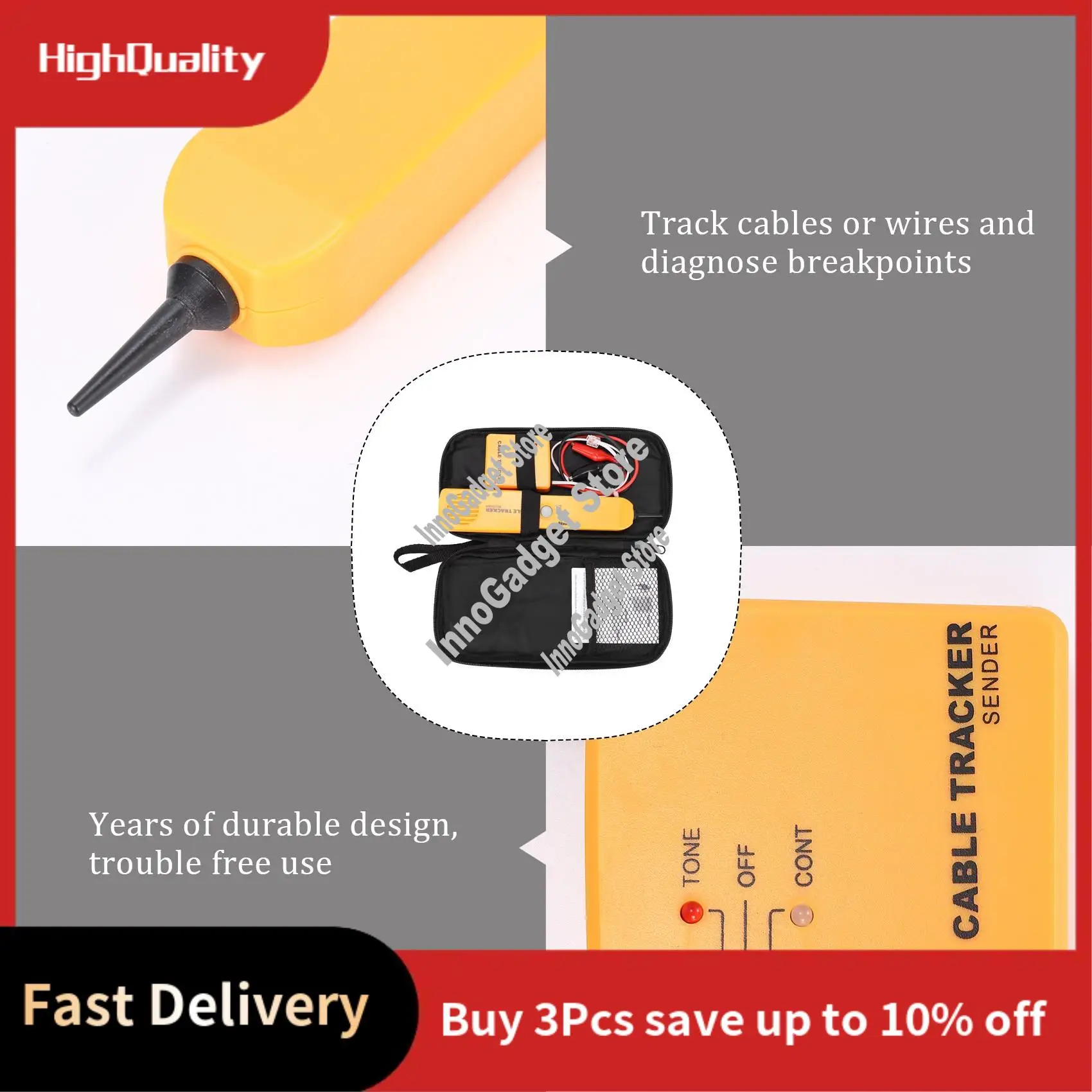 

Network Cable Tester, Portable Telephone Line Finder RJ11 Network Short Circuit Tester RJ11 Cable Tracke-A19R